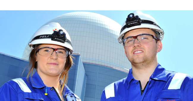 Apprentices in front of Sizewell B