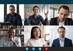 Video conference between 6 business people
