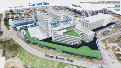Graphic showing new hospital on adjacent site 