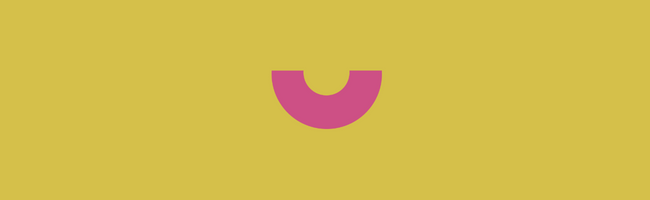 mustard background with pink smile symbol