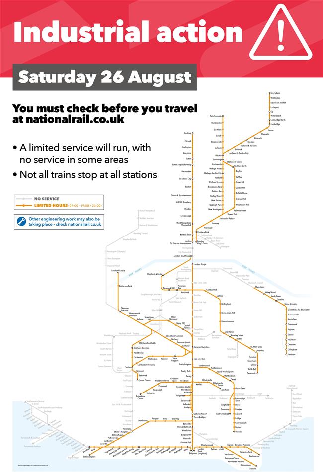 A map showing our service plan for the 26th of August